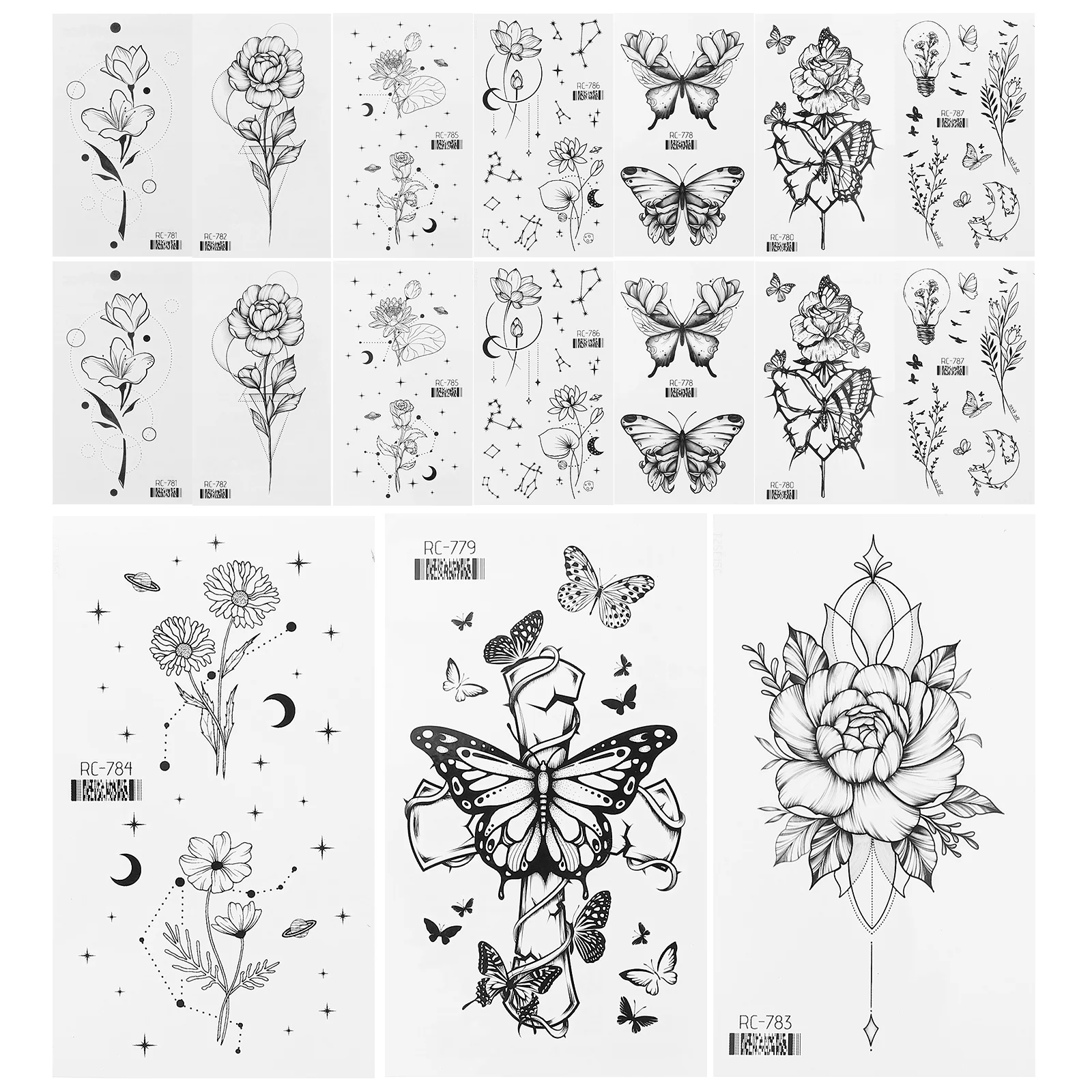 

20 pcs Decorative Temporary Tattoos Stickers Women Tattoos Stickers Butterfly Tattoos Stickers