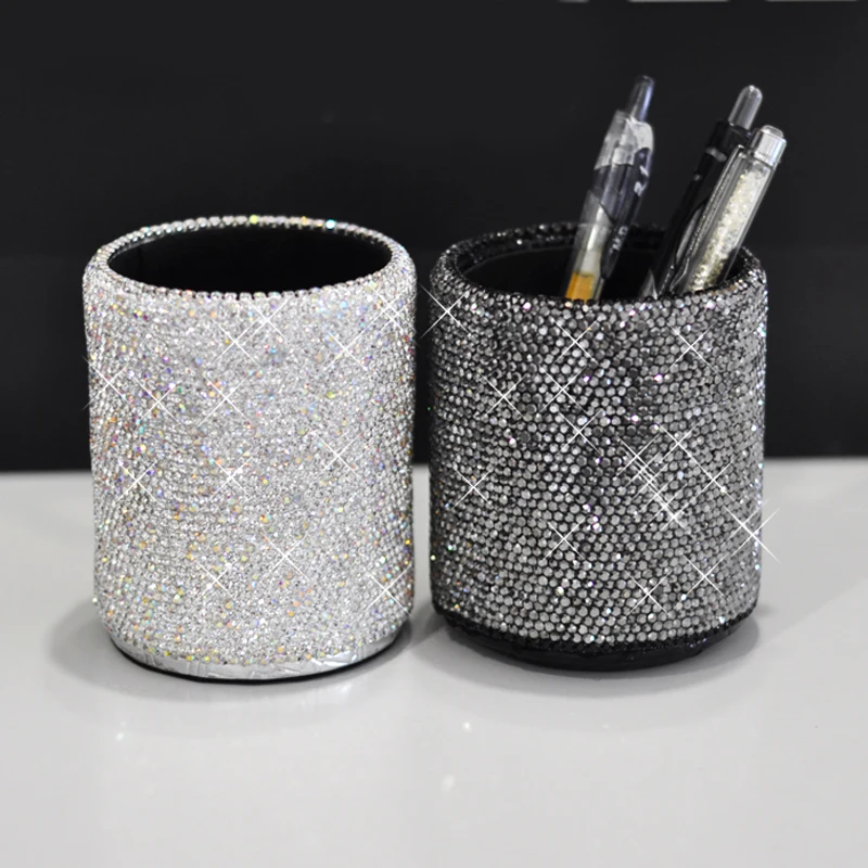 

Luxury Rhinestone Makeup Storage Box Tube Glitter Diamond Crystal Cosmetic Brushes Organizer Make Up Tools Bins Pen Containers
