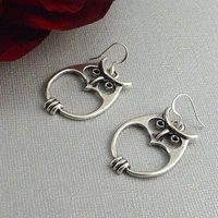 fashion simple owl earrings cute animal jewelry silver alloy metal hollow hook drop dangle earrings for women girl gifts