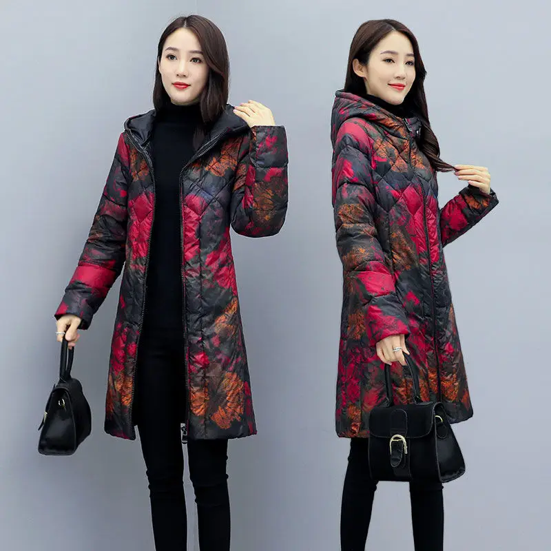 Winter Fashion Long Thin Down Jacket Women 2022 Female Slim Warm Hooded Coats Ladies Duck Down Jackets