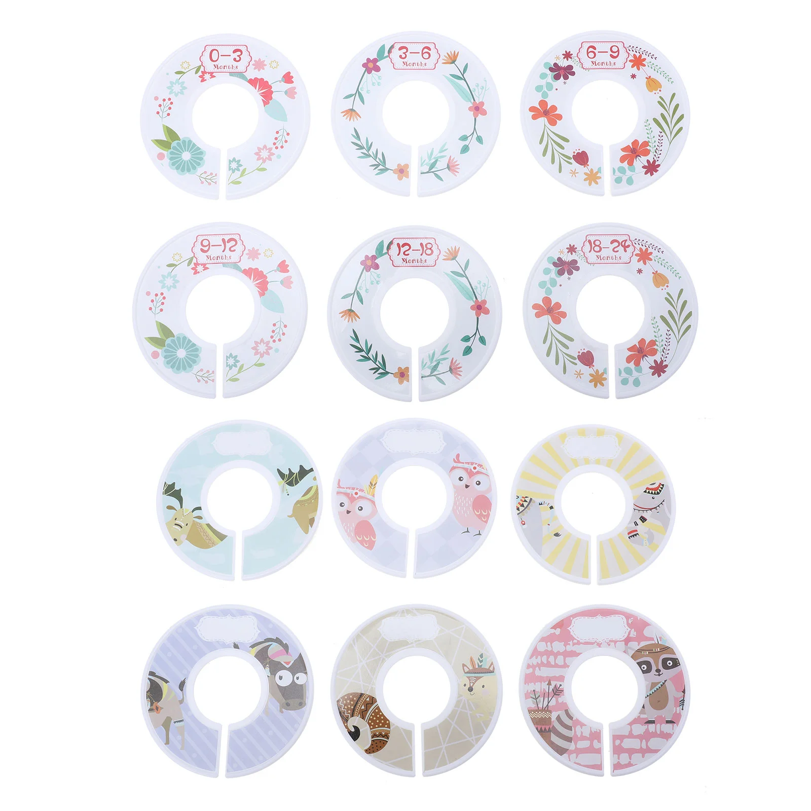 

12 Pcs Size Separator Clothes Organizers DIY Closet Divider Plastic Newborn Outfits Baby Clothing Dividers Nursery Coat Hanger
