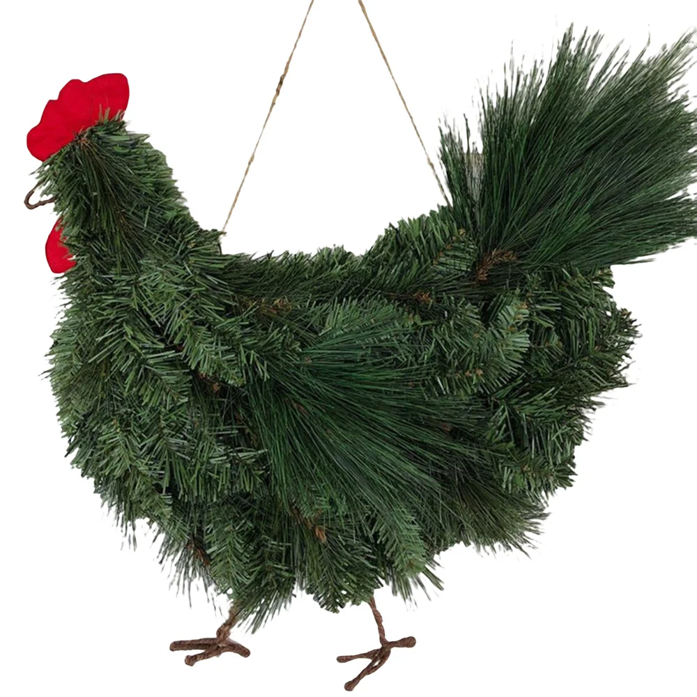 

Рождественский венок петуха, куриный венок, искусственные ветки, зеленые листья, гирлянда для дома, улицы, сада, двери