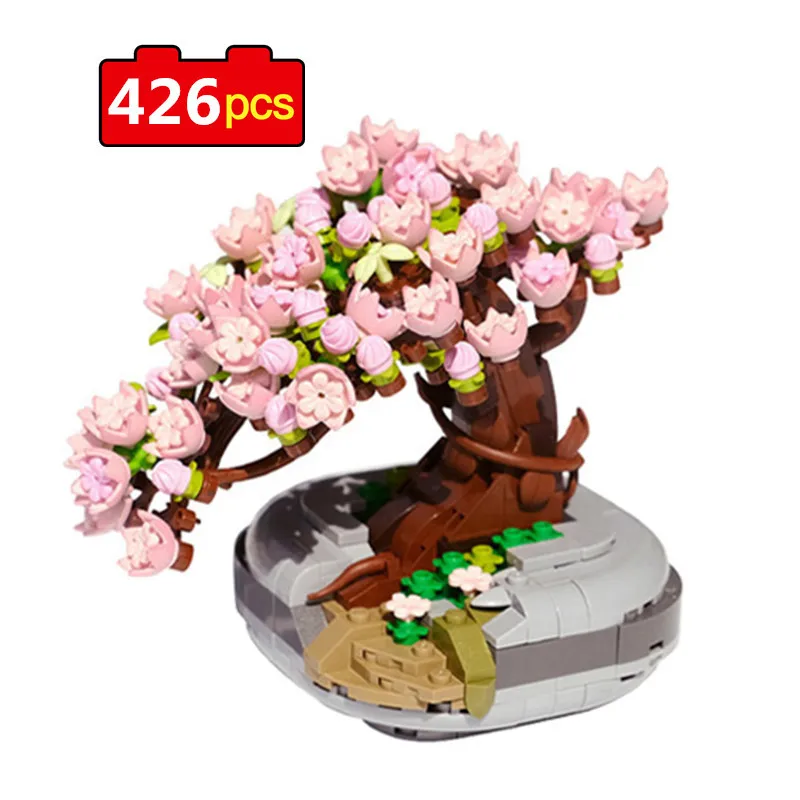 

Mini Sakura Tree House Build Block City Street View Cherry Blossom Model Building Blocks DIY Toys for Children toy toy FOR GIFT