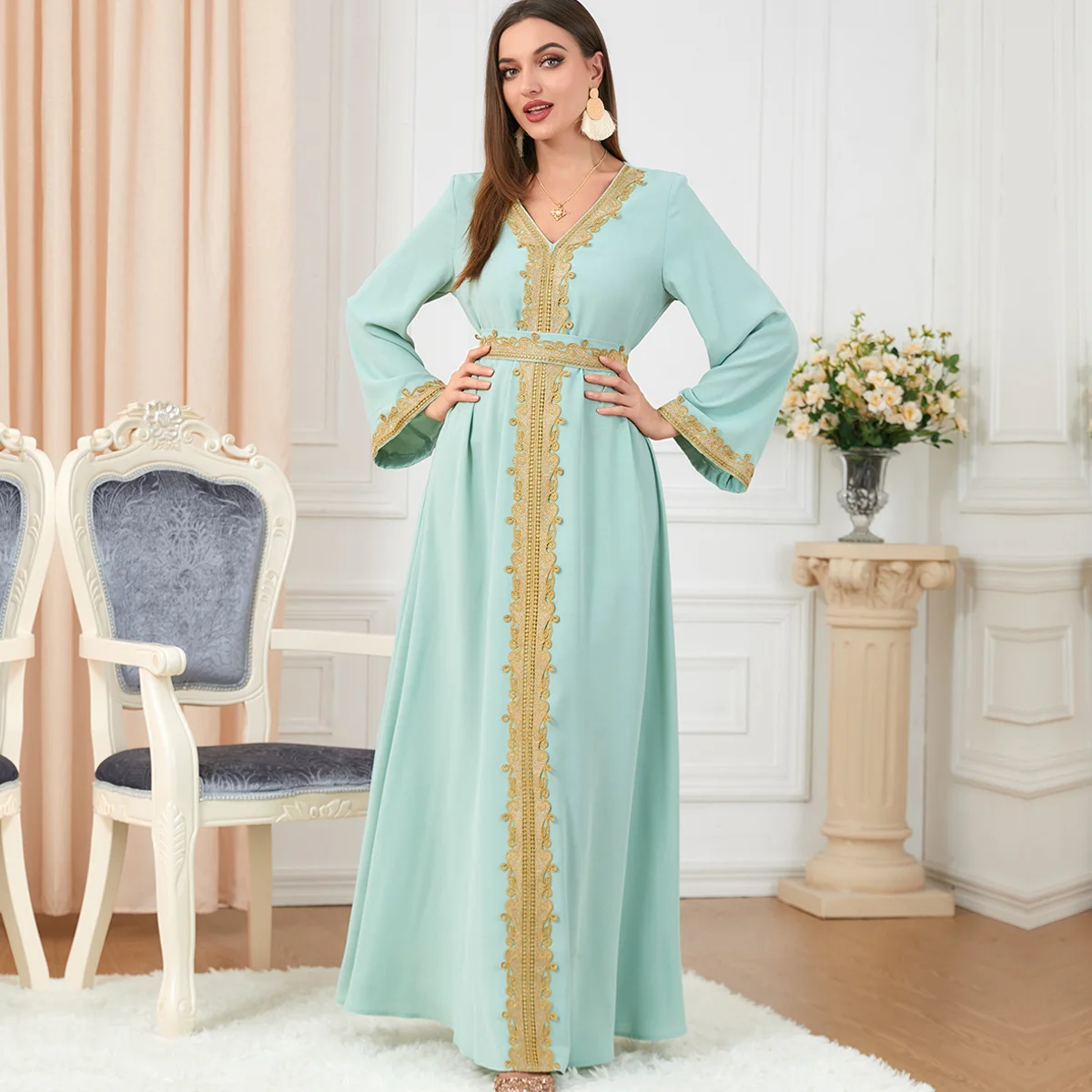 Autumn Morocco Dress Muslim Women Abaya Party Dresses Long Sleeve Abayas Dubai Turkey Islam Kaftan Robe Longue Vestidos Largos