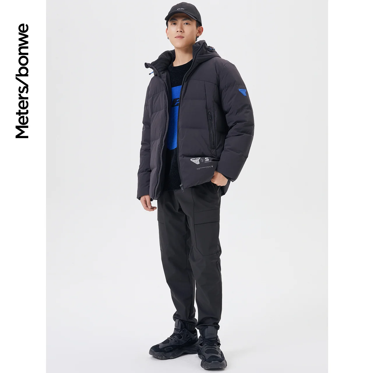 Metersbonwe Down Jacket Men Winter Back Printed Mid-length Hooded Down Coat Male Brand Loose Outerwear Fashion Warm Coat New