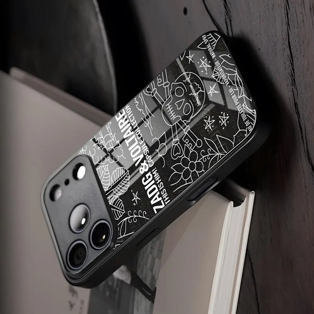 Фото Чехол для телефона Z-ZADIGs V-VOLIAIREss из стекла для iPhone 17 Air, 16, 15, 17, 14 Pro Max, 13, 12, 11, X, XS, XR Plus, для Samsung S26, S24, S23 №1