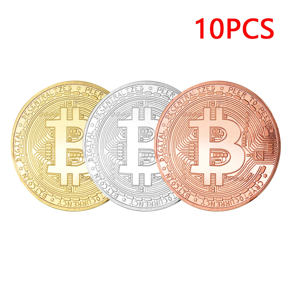 

10 шт. Посеребренная монета Биткоин Коллекционная художественная коллекция подарок физическая памятная монета Casascius металлическая Антична...