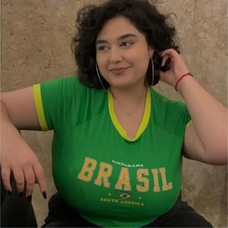 Женская футболка с коротким рукавом Goth Slim Винтажная в бразильском стиле принтом