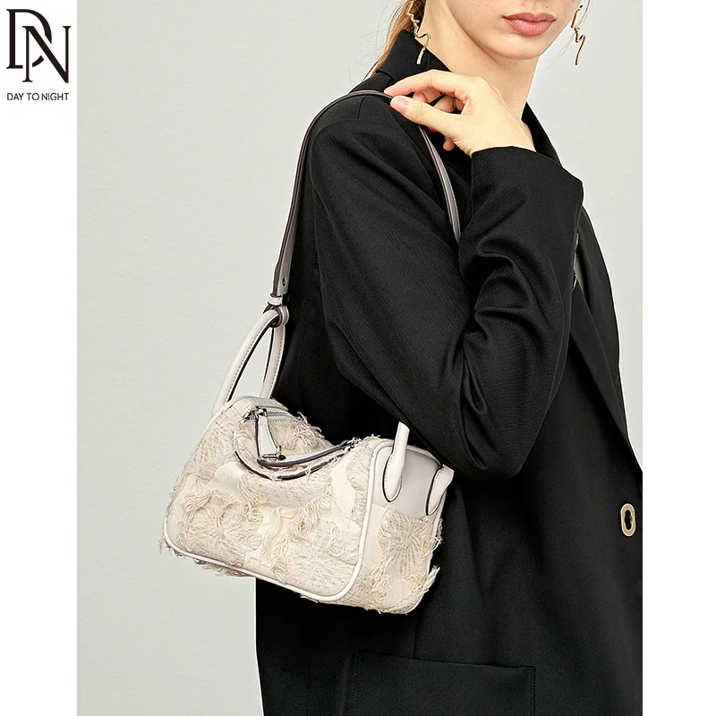 DN Luxury Crossbody Bags for Women Denim Embroidery Women's Handbag Fashion Zipper Closure Ladies Purse