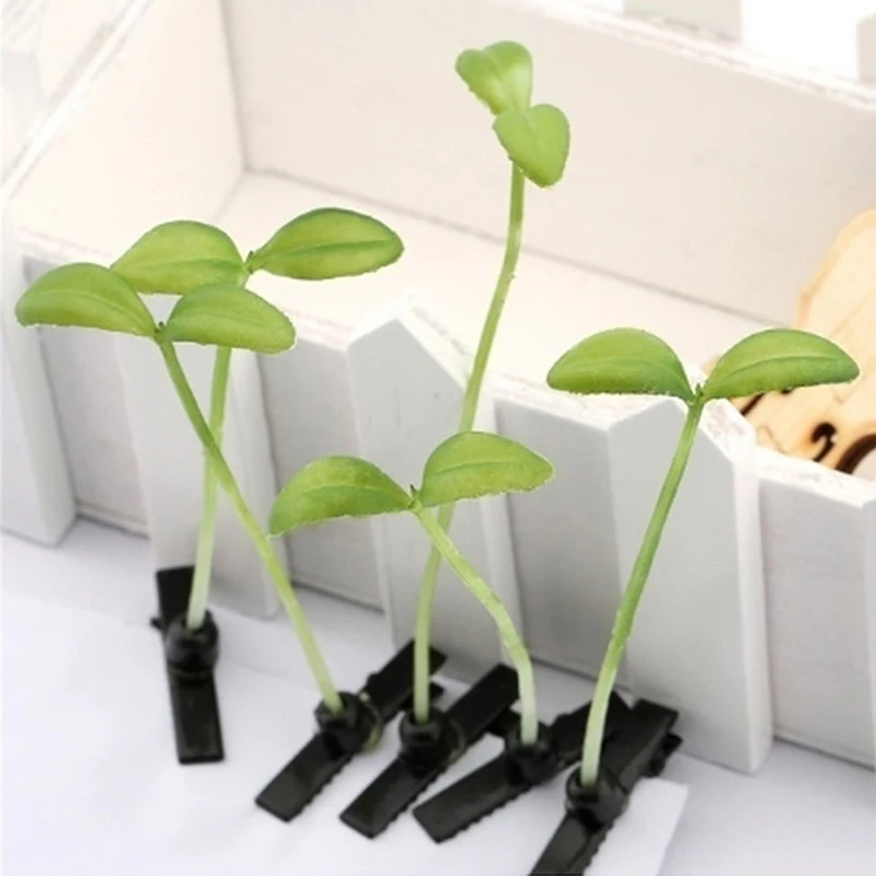 

5PC Fashion Funny Grass Clips Unisex Adorable Flower Mushroom Sprout Bean Antenna Hairpins Hair Claw Clip Headwear Accesories