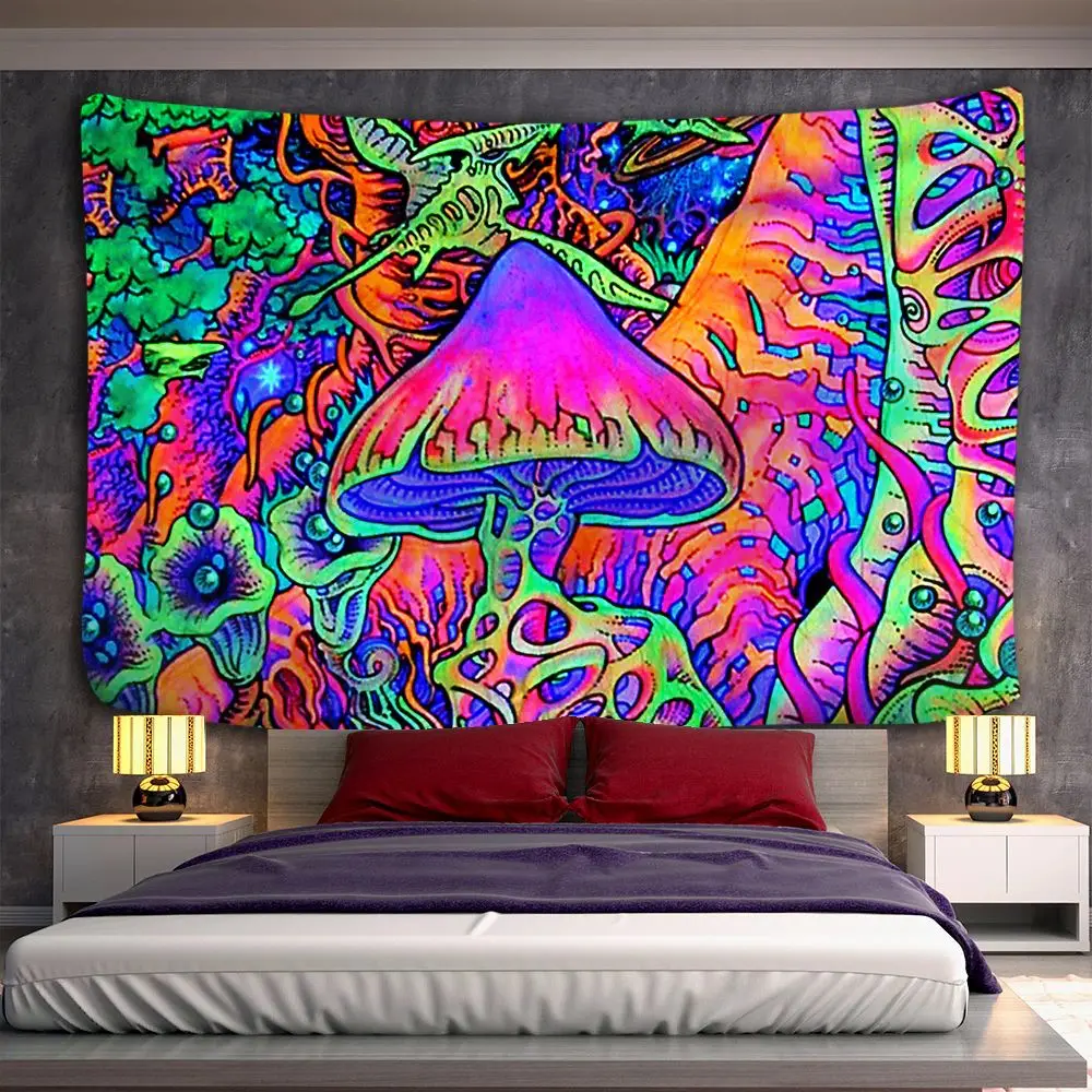 

Psychedelic Mushroom Indian Mandala Tapestry Wall Hanging Bohemian Gypsy Psychedelic Tapiz Witchcraft Bedroom Hippy Tapestry