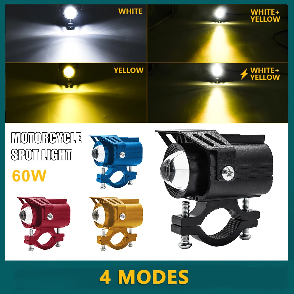 Купи Motorcycle Spot Light LED Headlights Yellow White 3000k 6000K Auxiliary LED Moto Assemblies Lamp 12V 24V Driving Fog Light 60w за 675 рублей в магазине AliExpress