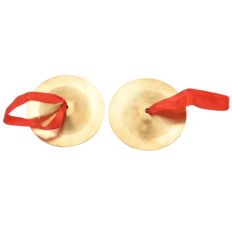

Set Of 2 Finger Cymbals Mini Chinese Gong Kids Preschool Musical Toys, Golden