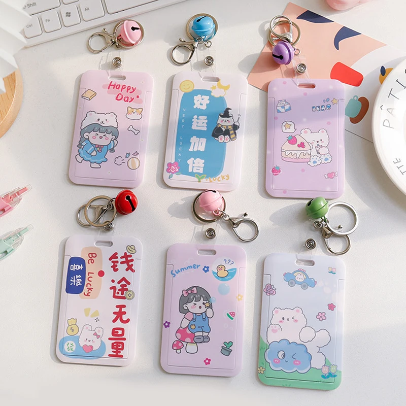 

Cute Women Student Card Holder Cover Photo Protector Idol Photo Sleeves Animal Sticker Card Holder Stationery Photocard Keychain