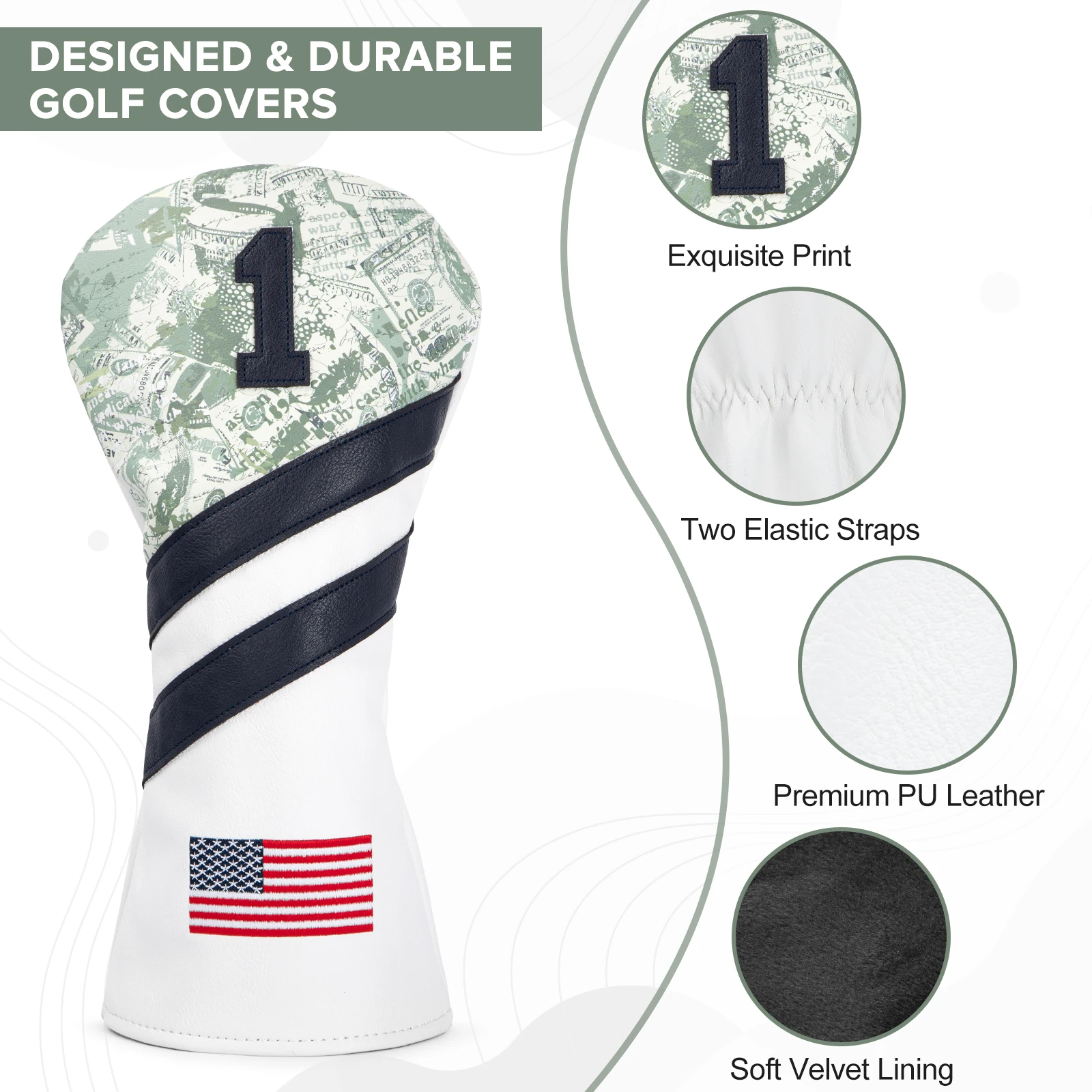 Головные уборы для гольфа в долларах США кожаные чехлы головы премиум-класса