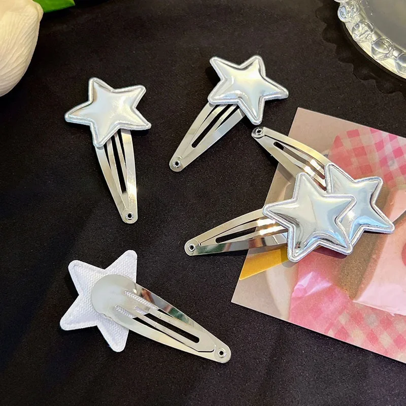 2 шт./комплект серебряные заколки для волос в виде звезд