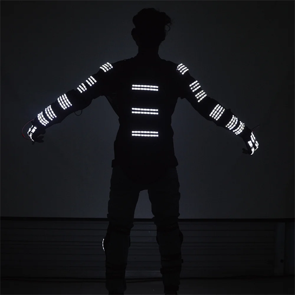 Magicool светодиодное освещение доспехи перчатки маски светящееся пальто