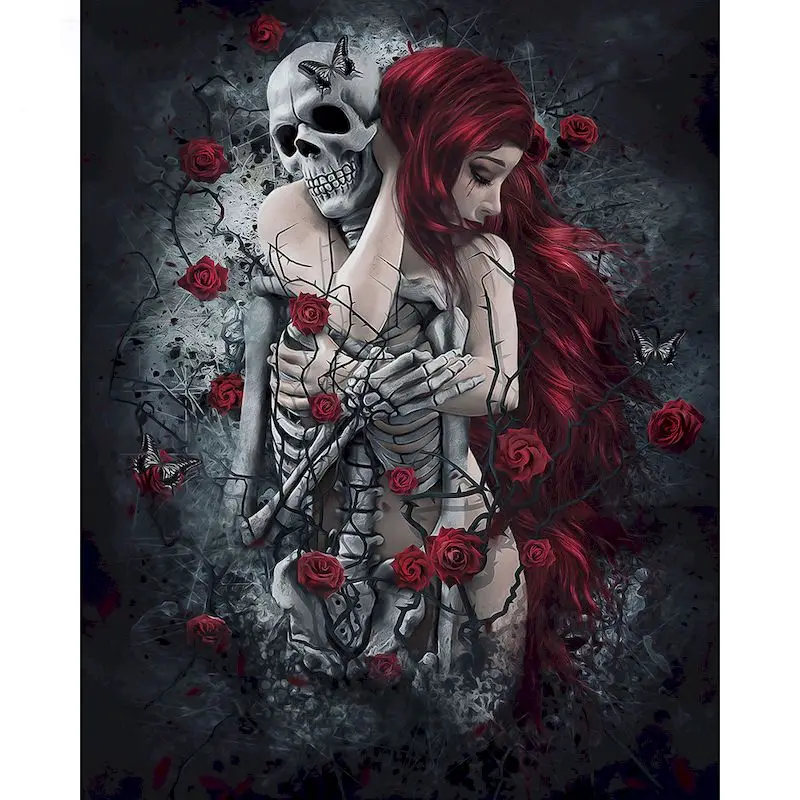 

GATYZTORY Painting By Number Women Skeleton Handpainted Kit Diy Picture By Numbers Drawing On Canvas Home Decoration