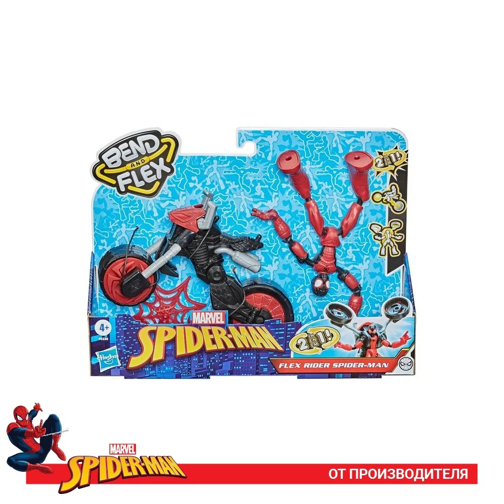 Набор игровой SPIDER-MAN F0236 Человек-Паук Бенди на мотоцикле | Игрушки и хобби