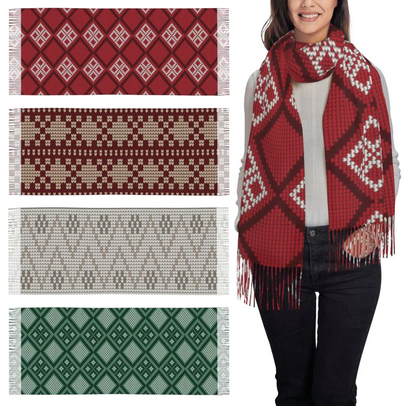 Женский шарф с геометрическим рисунком легкий переносной в ретро-стиле теплые