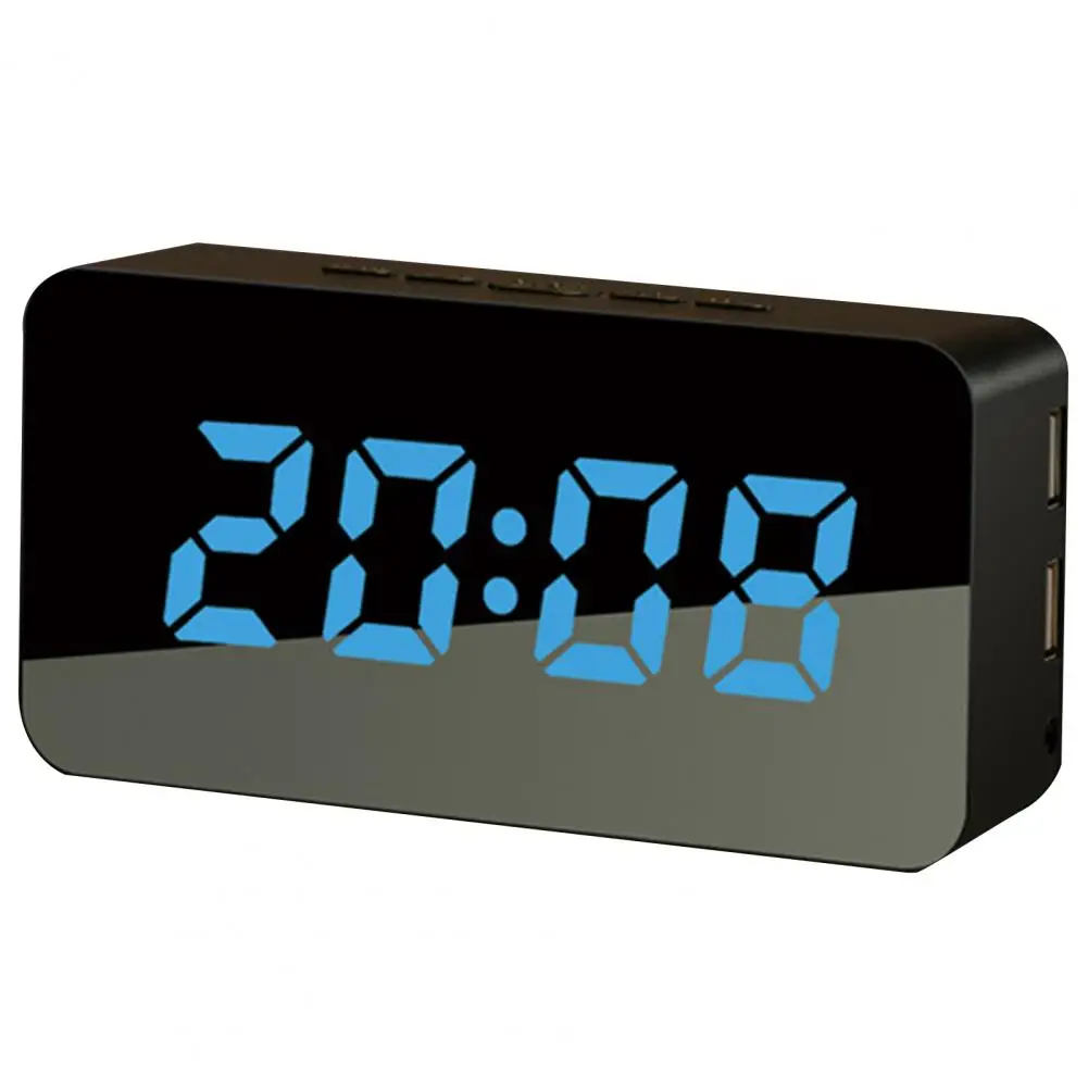 Будильник многофункциональный с зеркальной поверхностью и 2 USB-интерфейсами