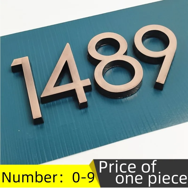 

1pcs 0-9 Modern House Number Number Stickers 3D Hotel Apartment Door Number Plastic Bronze Home Gate Name Plate Label Red Copper