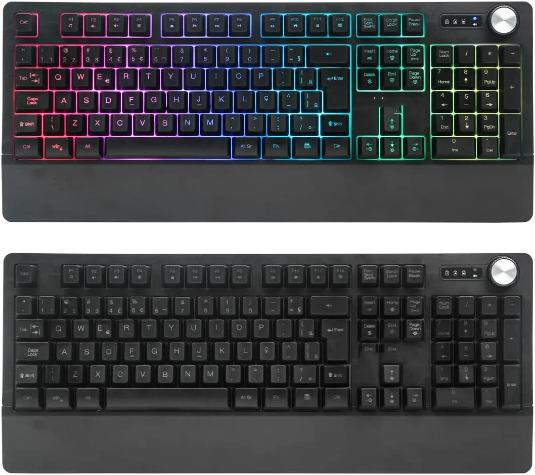 

2023 new Deluxe 10-Function RGB Mechanical Gaming Keyboard with Anti-Ghosting, LED Backlit, Scroll, Multimedia, US/UK/EU/ANSI/AB