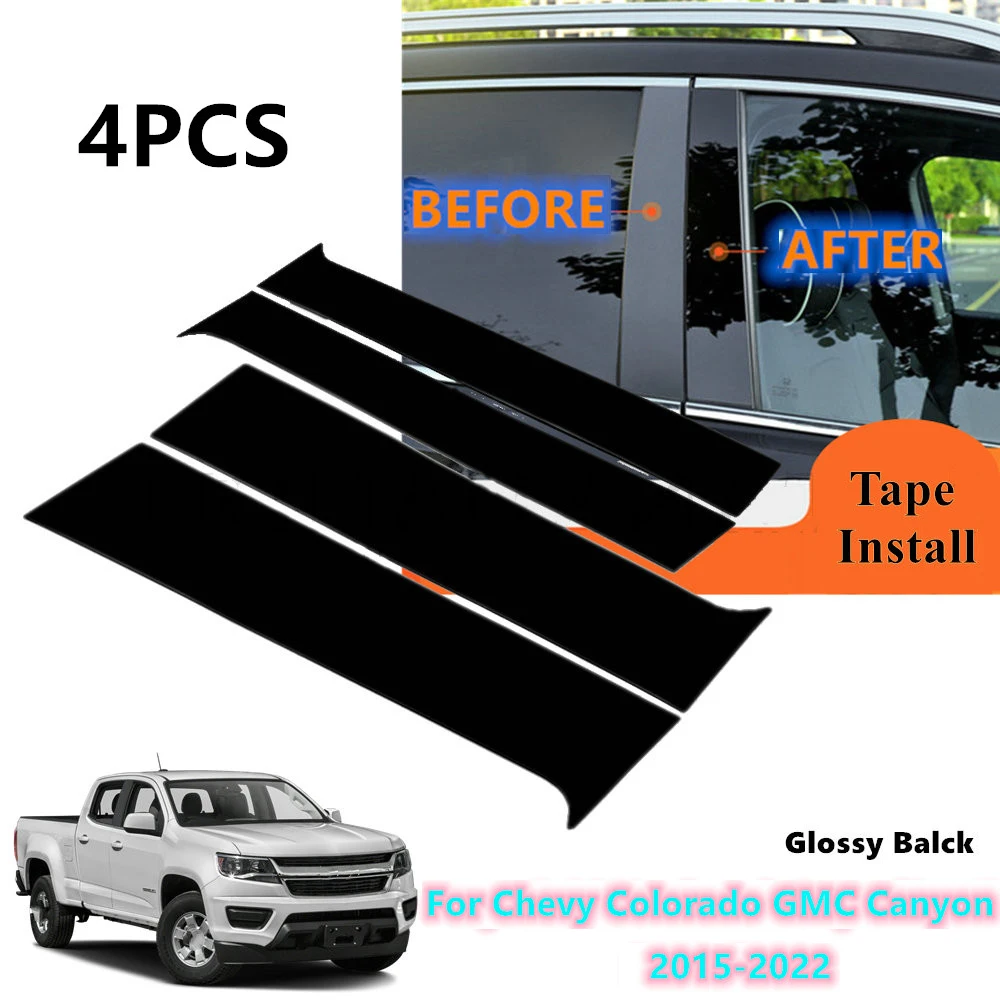 

4Pcs/Set Glossy Black Door Window Trim Pillar Posts Pillar Molding Covers For Chevy Colorado GMC Canyon 2015-2022 Car Stickers