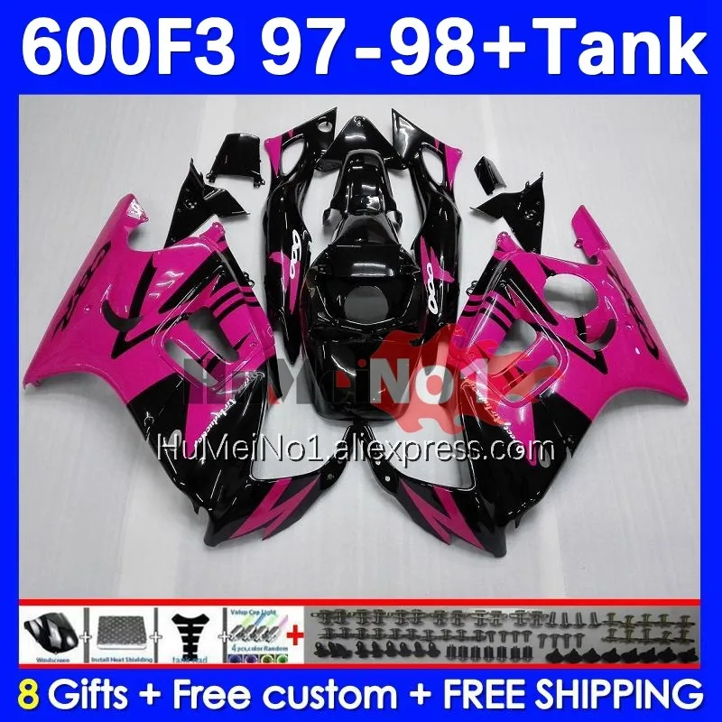 

Body+Tank For HONDA CBR600FS CBR 600F3 600 F3 CC 97-98 3No.133 CBR600 F3 FS 600CC CBR600F3 97 98 1997 1998 Fairings rose glossy