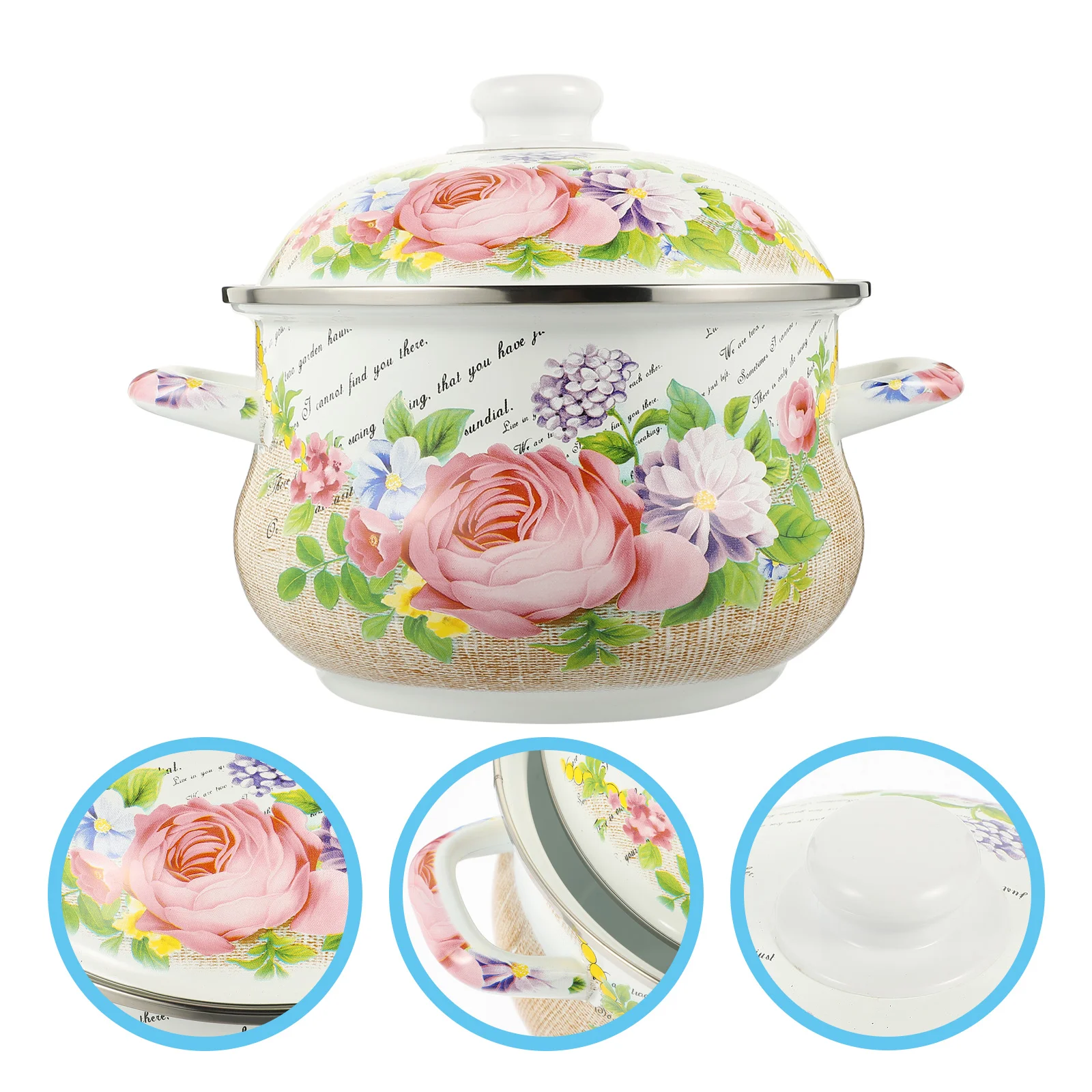 

Pot Enamel Stock Cooking Soup Stew Stockpot Vintagesteel Ovensauce Pan Enameled Shabu Flowercast Iron Nonstick Hot Pasta