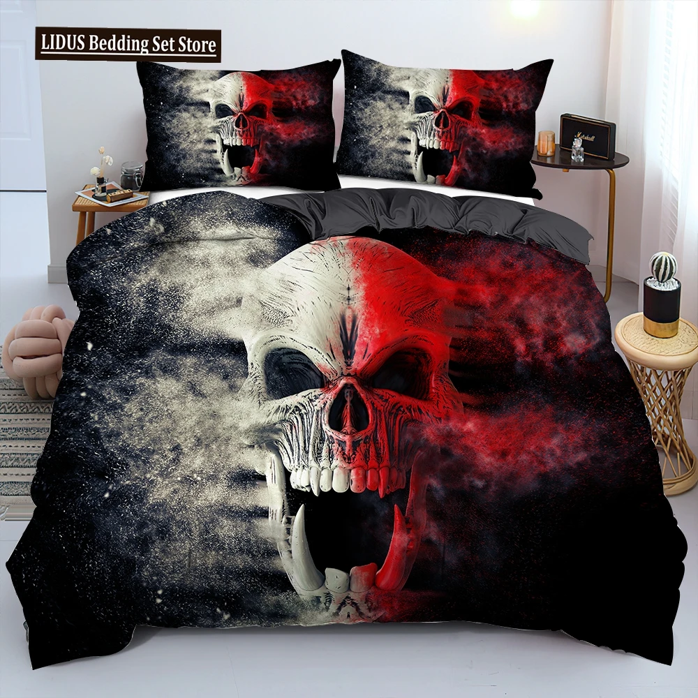 Фото Комплект постельного белья 3D Scream Horror Skull (с принтом сахарного черепа) для кроватей Queen, Single, Twin, Full, King. Декор для спальни. №1