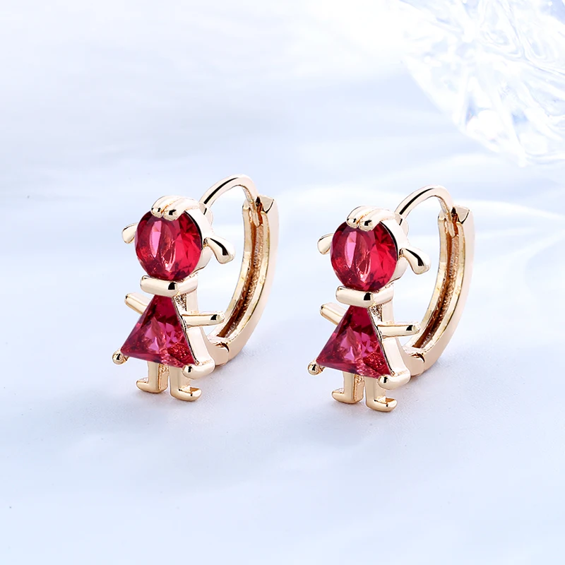 XINHUI 18 K Gold Women Luxury Quality Jewelry Sets Colorful  Diamond Baby Girl Wholesale Earrings Necklace Mother‘s Day Gift images - 6
