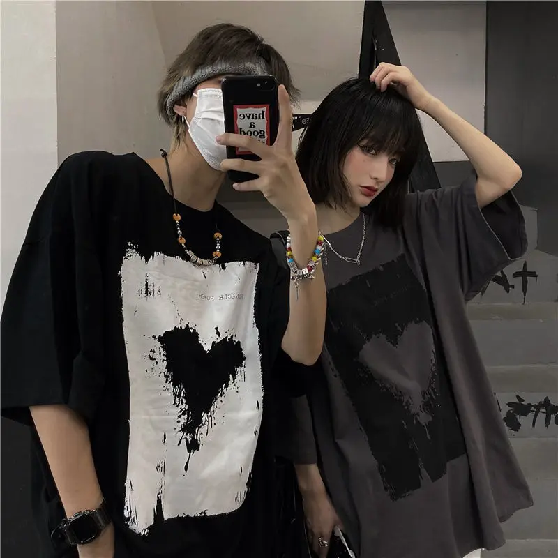 

Men Women Oversized T Shirt Summer Top Short Sleeve Tshirt Streetwear Retro Hip Pop Harajuku Gothic Clothes T-Shirt Woman Blouse