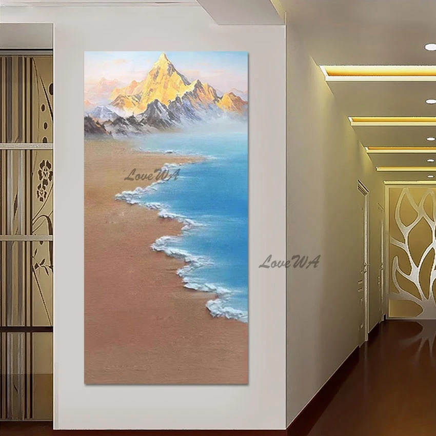 

Palette Knife Seascapes Oil Painting 3d Natural Scenery Wall Picture Frameless Modern Abstract Canvas Art Acrylic Decoration