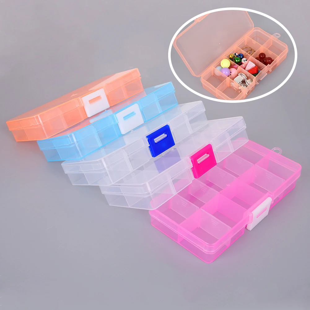 

10 Grid Removable Storage Box Button Random Color Transparent Plastic Storage Box Jewelry Beaded Screw Storage Box