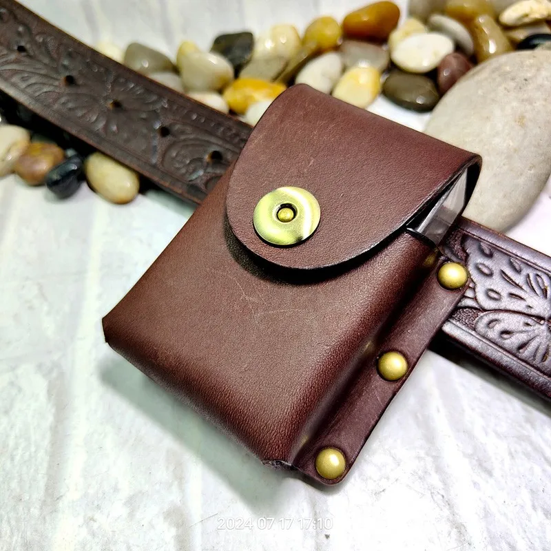 Blongk кожаная мужская поясная сумка ручной работы с заклепками и здоровым