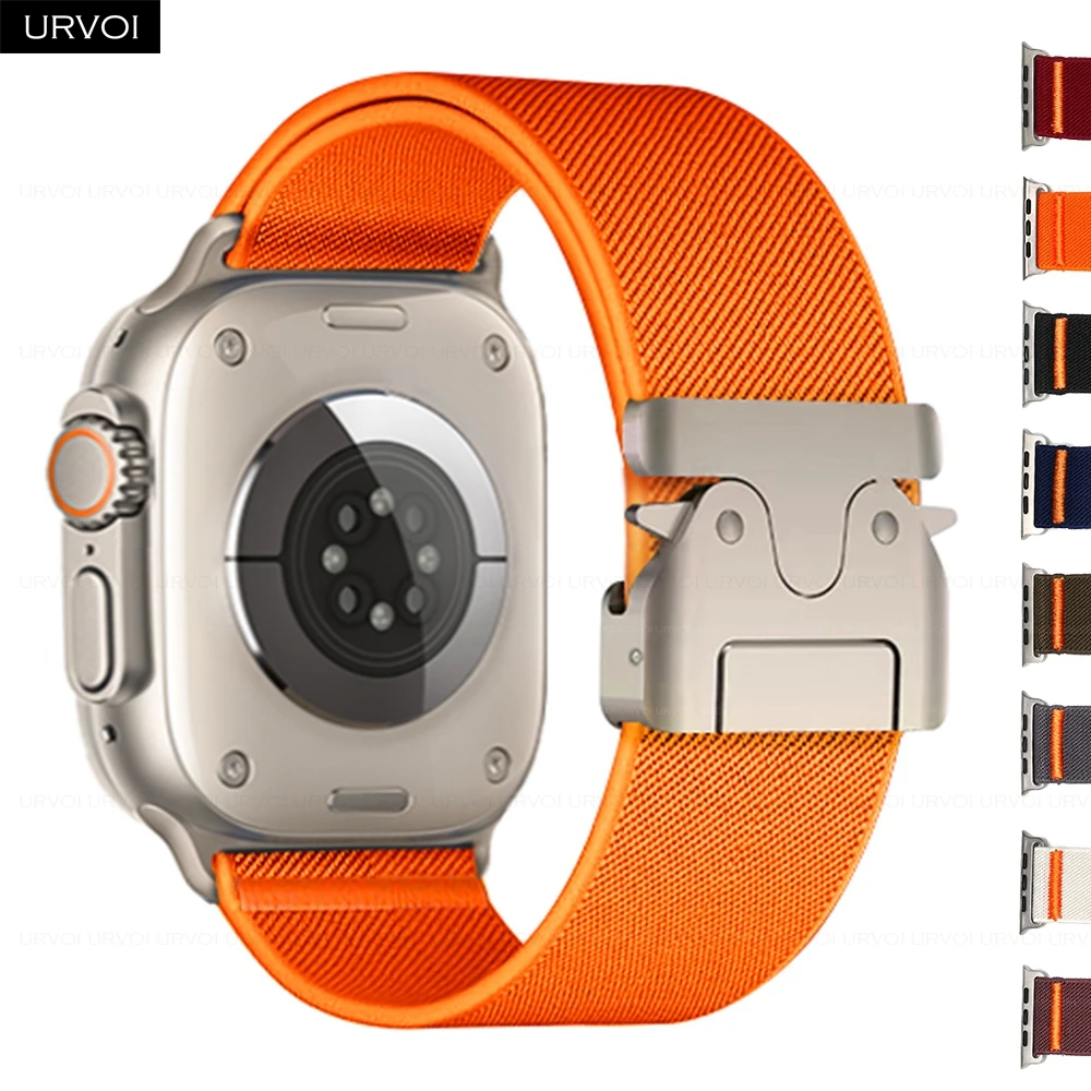 Фото Ремешок URVOI для Apple Watch Ultra 2 1 серии 10, 9, 8, 7, 6, 5, эластичный тканый нейлоновый ремешок с парашютной пряжкой, браслет для iWatch fashion №1