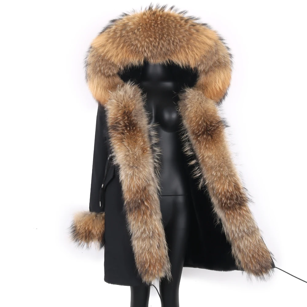 2022 Women's jacket Natural Real Fox fur Jacket Hooded black Woman parkas Winter warm Coat Parkas