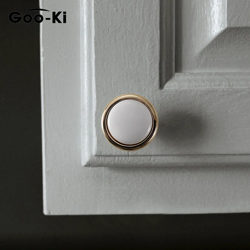 goo ki european elegant round drawer knobs ceramic kitchen cabinet knobs handles wardrobe furniture pulls square door handles free global shipping