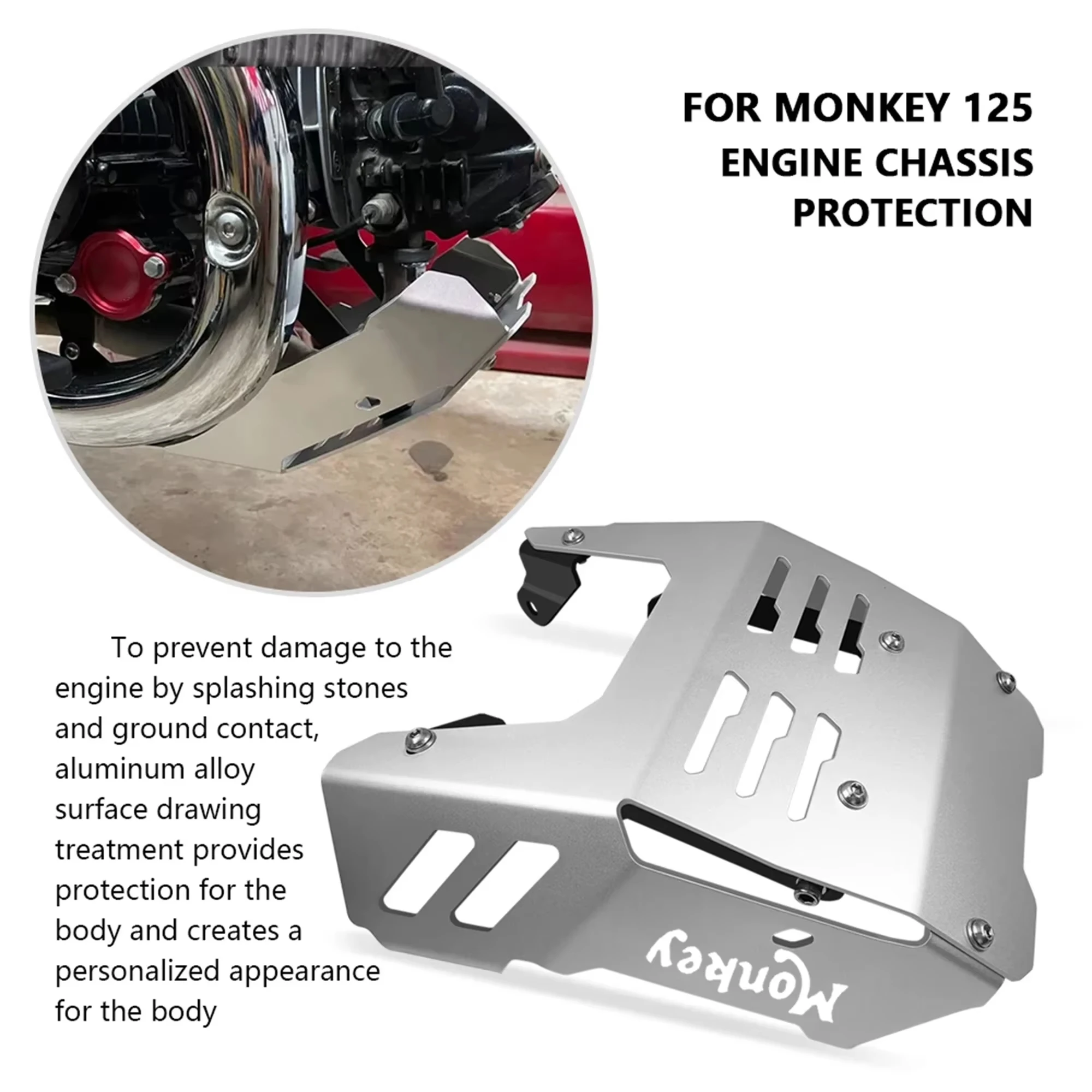 Фото Новинка! Защитная пластина/крышка двигателя и шасси для мотоцикла Honda MONKEY 125 2021-2023 (нижняя защита) №5