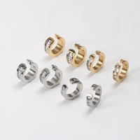 high end pvd plated stainless steel jewelry zirconia pave cuff earring wholesale for women