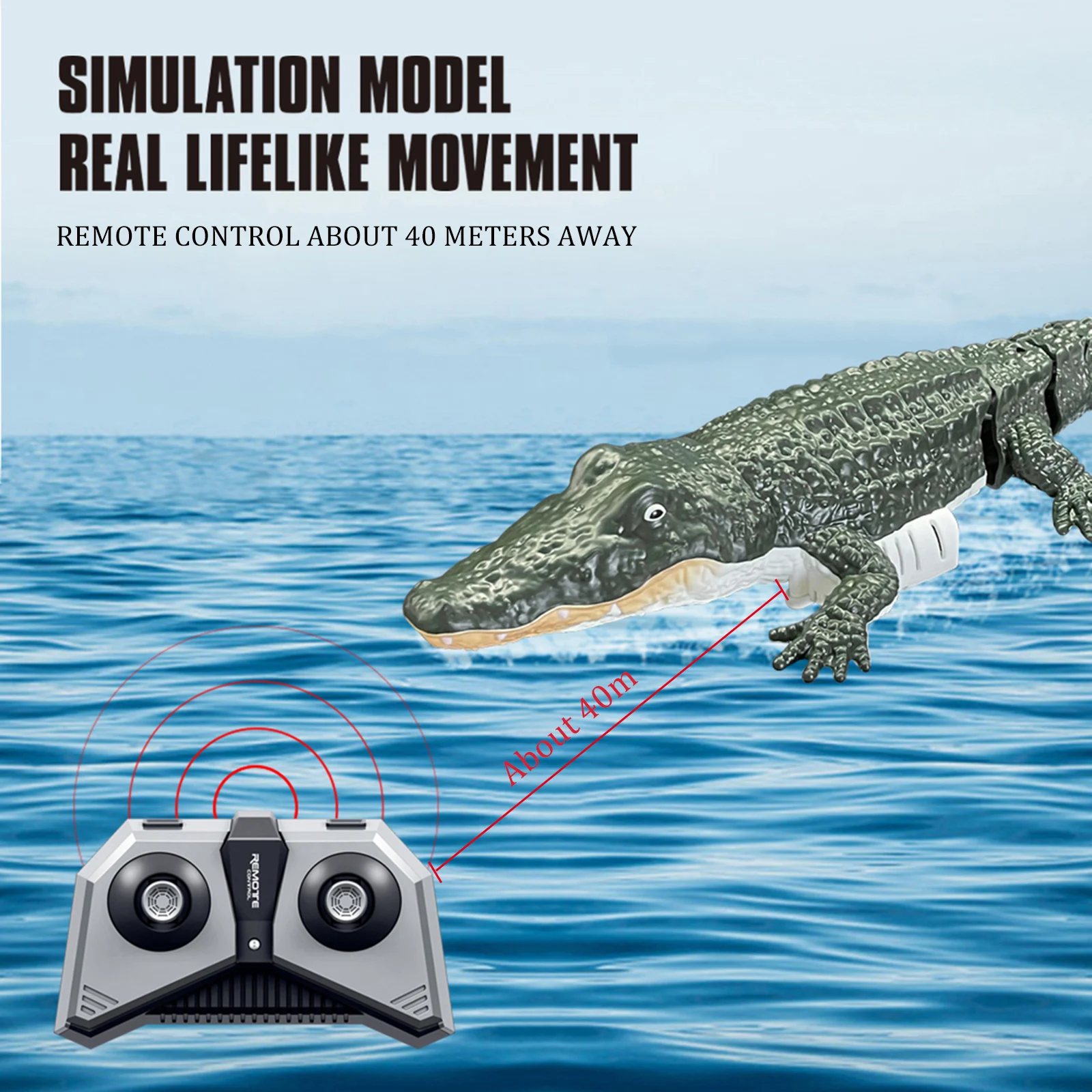 

Remote Control Crocodile 2.4G Electric RC Boat Funny Toy Waterproof 10KM/H High Speed Alligator Boats For Lake Pool Prank Toy