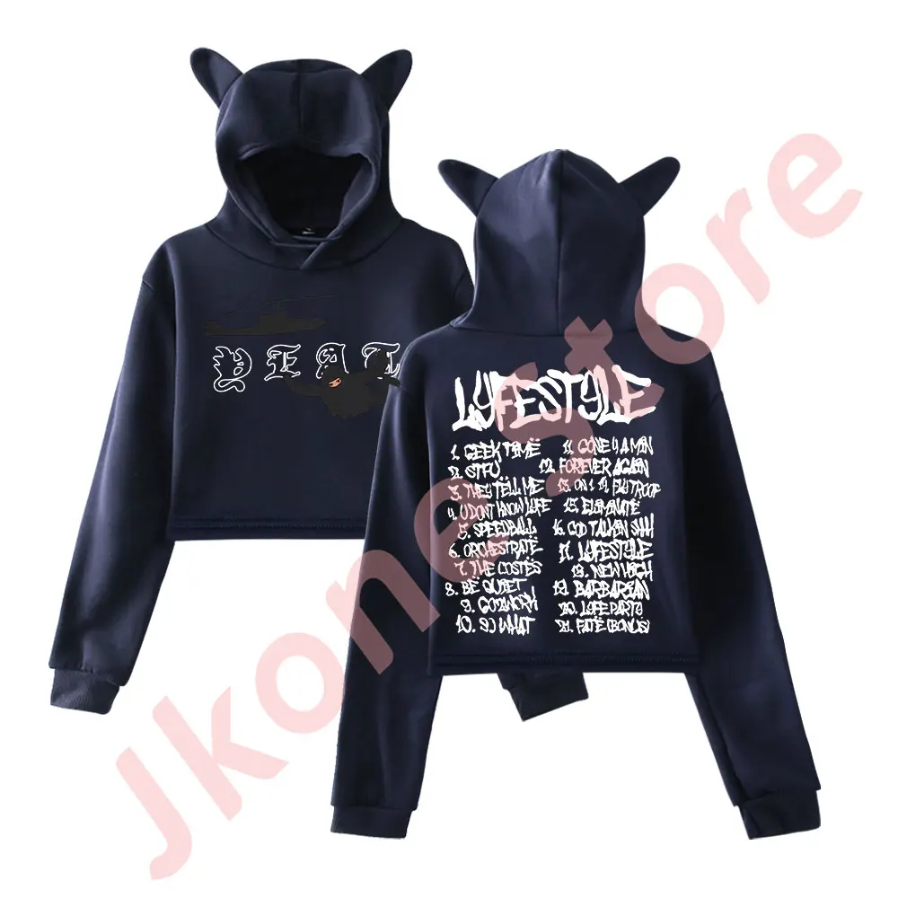 Yeat Lyfestyle Tracklist Merch пуловер женская толстовка с кошачьими ушками топ длинными