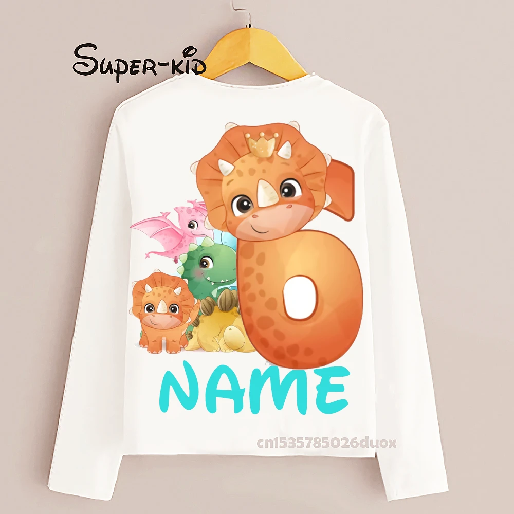 Футболка с длинным рукавом для мальчиков и девочек рубашка динозавром дня