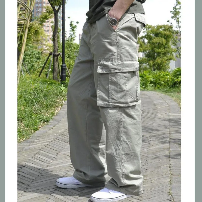

Men Clothing 2022 Spring Plus Large Size Cargo Pants Men Cotton Straight Oversize Tracksuit Wide Leg Tactical Baggy Trousers