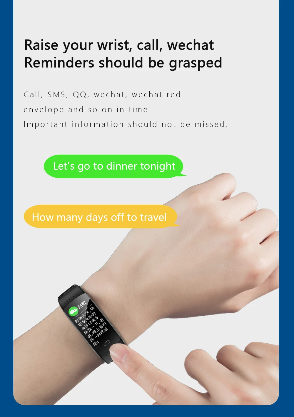 Smart Bracelet Custom Wallpaper Heart Rate Monitoring Weather Music Waterproof Band Blood Pressure |