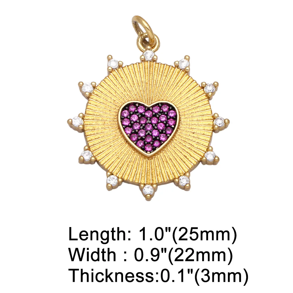 OCESRIO Подвески с большим сердцем для ожерелья позолоченные медные циркониевые