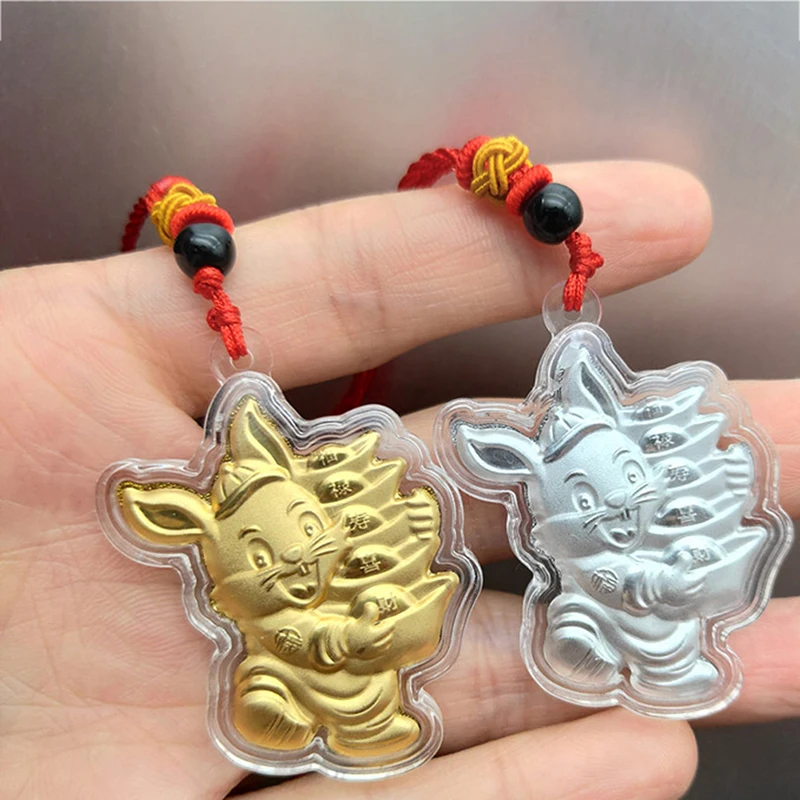 

2023 Китайский Новый Год Кролика памятная подвеска ожерелье Китайский Зодиак окрашенное украшение Новогодний подарок на удачу