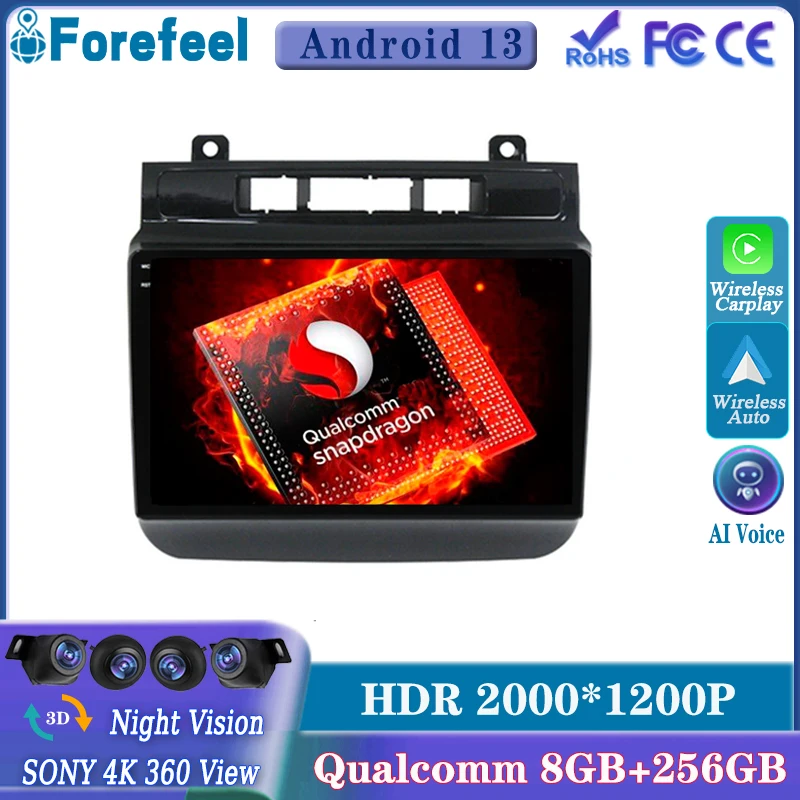 

Android 13 Qualcomm для Volkswagen Touareg FL NF 2010 - 2018 мультимедийный автомобильный GPS-плеер навигация Сенсорный экран стерео ТВ Радио