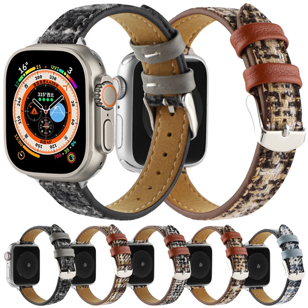 

Leather Strap For Apple Watch Ultra 8 Band 7 6 For iWatch 49mm 41mm 45mm 44/40mm Bracelet Series SE 5 Wristbands Slim Accessorie
